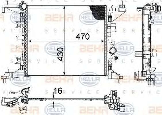 Радиатор, охлаждение двигателя 8MK 376 756-441 HELLA