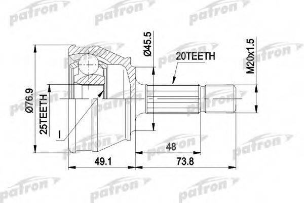 Шарнирный комплект, приводной вал PCV1035 PATRON