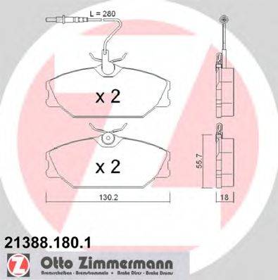 Комплект тормозных колодок, дисковый тормоз 21388.180.1 ZIMMERMANN