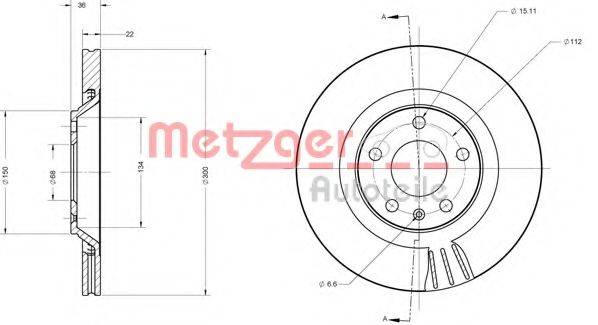 Тормозной диск 6110697 METZGER