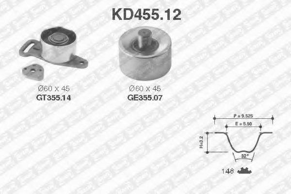 Комплект ремня ГРМ KD455.12 SNR