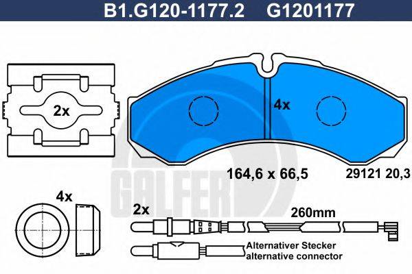 Комплект тормозных колодок, дисковый тормоз B1.G120-1177.2 GALFER