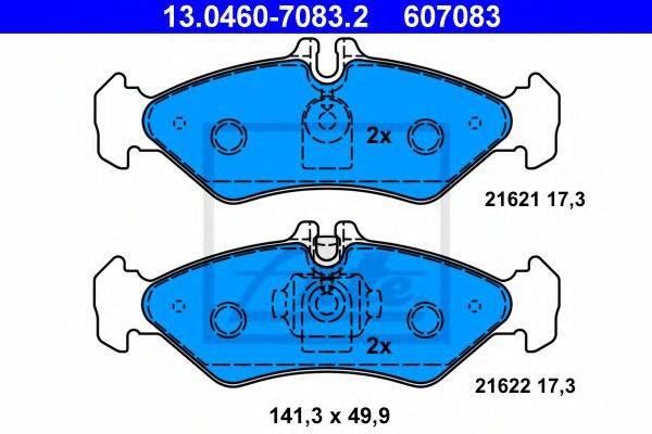 Комплект тормозных колодок, дисковый тормоз 13.0460-7083.2 ATE