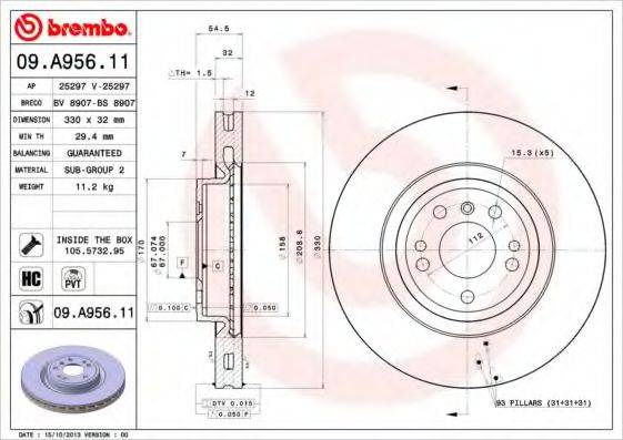 Тормозной диск 09.A956.11 BREMBO