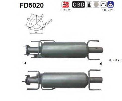 Сажевый / частичный фильтр, система выхлопа ОГ FD5020 AS