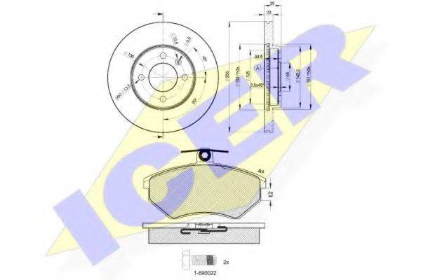 Комплект тормозов, дисковый тормозной механизм 31011-3790 ICER
