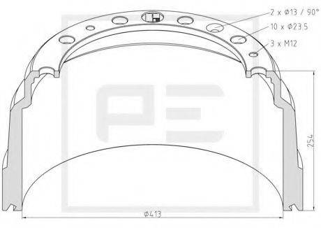 Тормозный барабан 126.068-00A PE Automotive