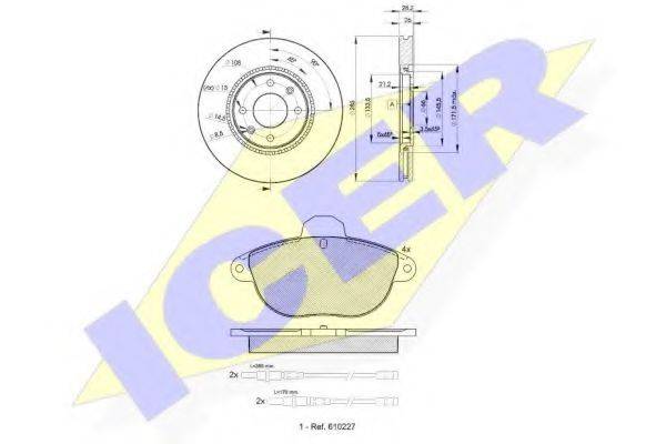 Комплект тормозов, дисковый тормозной механизм 31154-7406 ICER