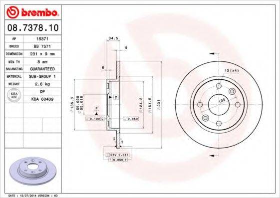 Тормозной диск BS 7571 BRECO