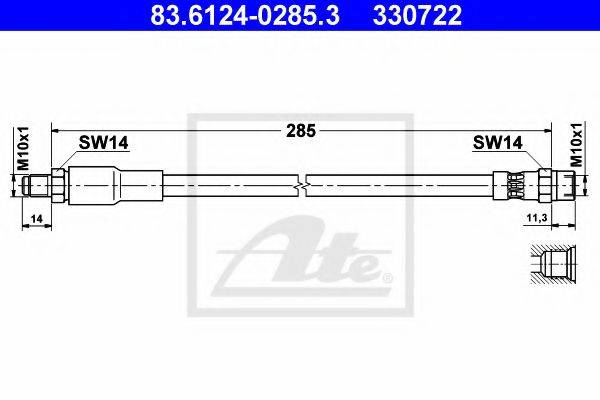 Тормозной шланг 83.6124-0285.3 ATE