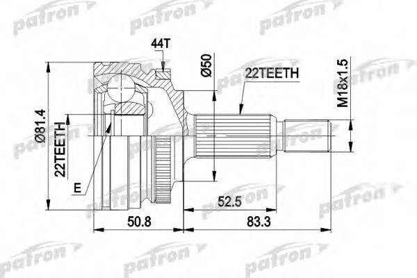 Шарнирный комплект, приводной вал PCV1272 PATRON