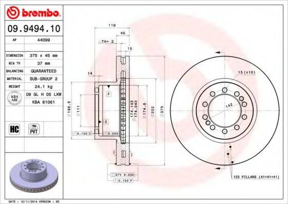 Тормозной диск 09.9494.10 BREMBO