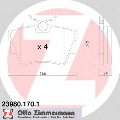 Комплект тормозных колодок, дисковый тормоз 23980.170.1 ZIMMERMANN