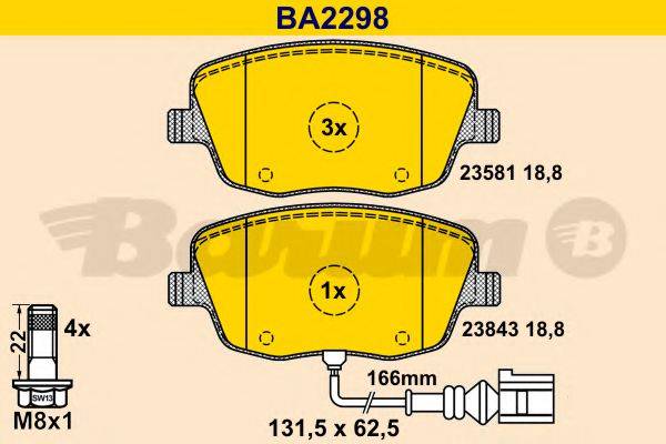 Комплект тормозных колодок, дисковый тормоз BA2298 BARUM