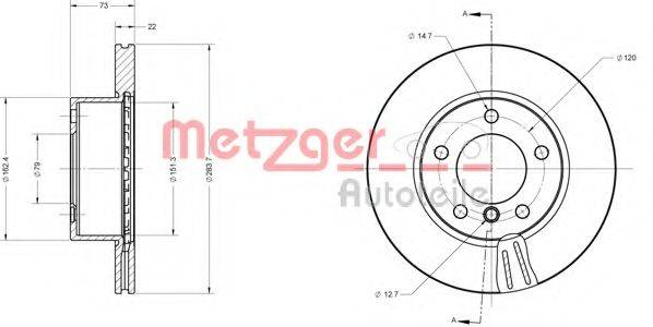 Тормозной диск 6110595 METZGER