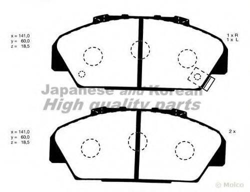 Комплект тормозных колодок, дисковый тормоз H025-55 ASHUKI