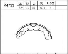 Комлект тормозных накладок K4733 ASIMCO