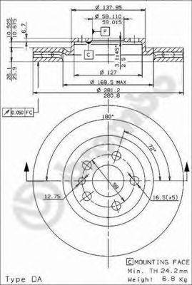 Тормозной диск 09.9609.24 BREMBO