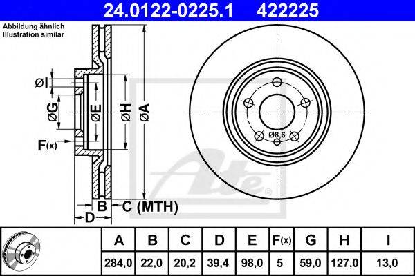 Тормозной диск 24.0122-0225.1 ATE