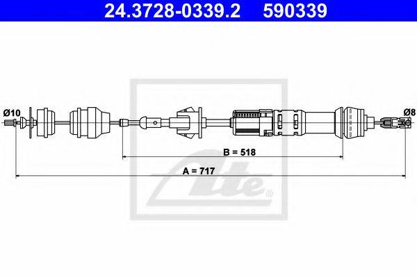 Трос, управление сцеплением 24.3728-0339.2 ATE