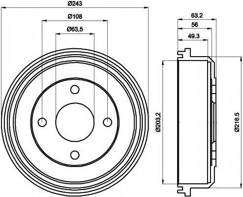 Тормозной барабан 8DT 355 301-291 HELLA PAGID