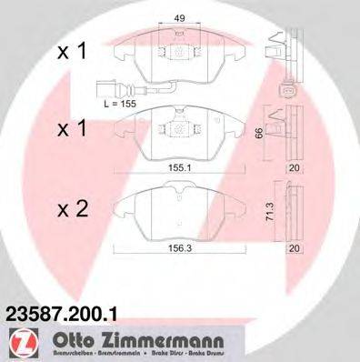 Комплект тормозных колодок, дисковый тормоз 23587.200.1 ZIMMERMANN