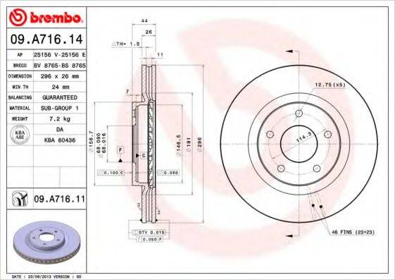 Тормозной диск 09.A716.14 BREMBO