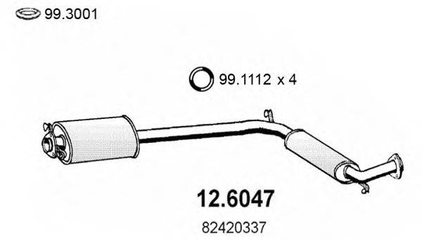 Средний глушитель выхлопных газов 12.6047 ASSO