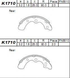 Комплект тормозных колодок K1710 ASIMCO