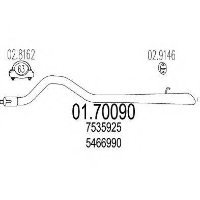 Труба выхлопного газа 01.70090 MTS