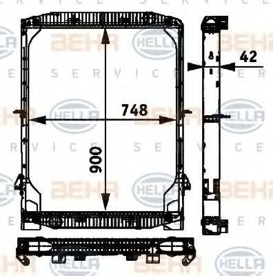 Радиатор, охлаждение двигателя 8MK 376 721-751 HELLA