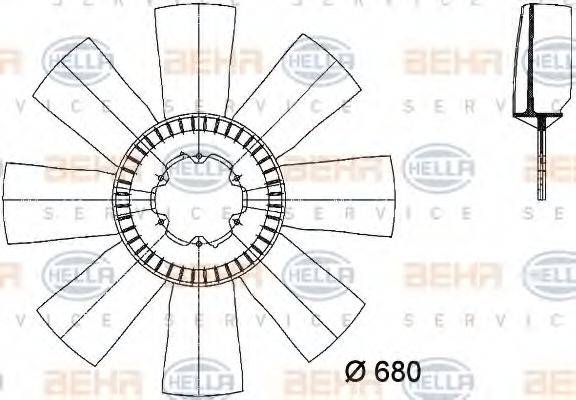 Крыльчатка вентилятора, охлаждение двигателя 8MV 376 733-071 HELLA