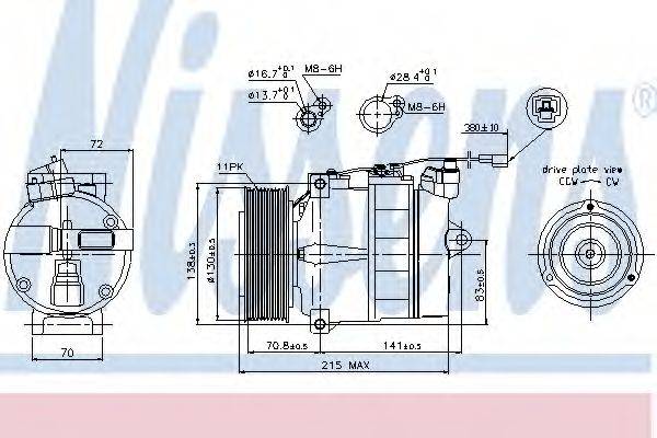 Компрессор, кондиционер 89028 NISSENS