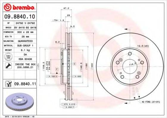 Тормозной диск BS 8418 BRECO