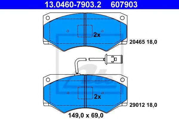 Комплект тормозных колодок, дисковый тормоз 13.0460-7903.2 ATE