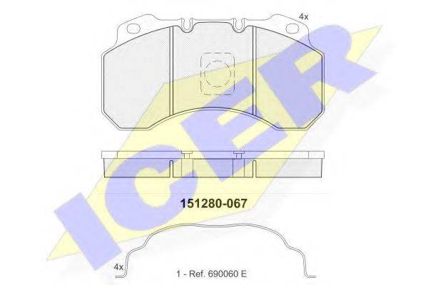 Комплект тормозных колодок, дисковый тормоз 151280-067 ICER