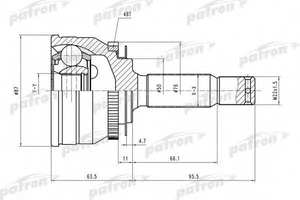 Шарнирный комплект, приводной вал PCV1607 PATRON