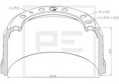 Тормозный барабан 026.637-00A PE Automotive
