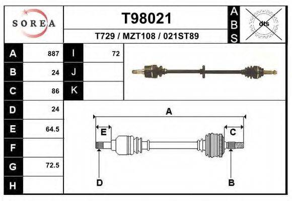 Приводной вал T98021 EAI