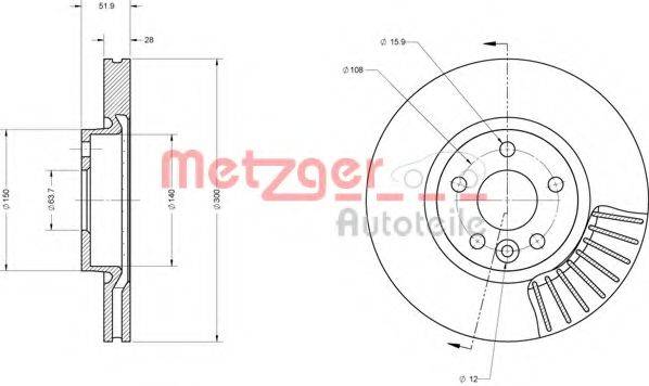 Тормозной диск 6110073 METZGER