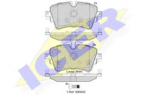 Комплект тормозных колодок, дисковый тормоз 182211 ICER