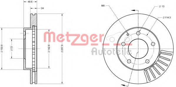 Тормозной диск 6110409 METZGER