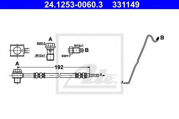 Тормозной шланг 24.1253-0060.3 ATE