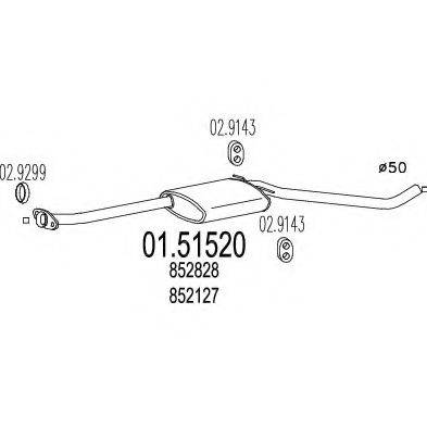 Средний глушитель выхлопных газов 01.51520 MTS