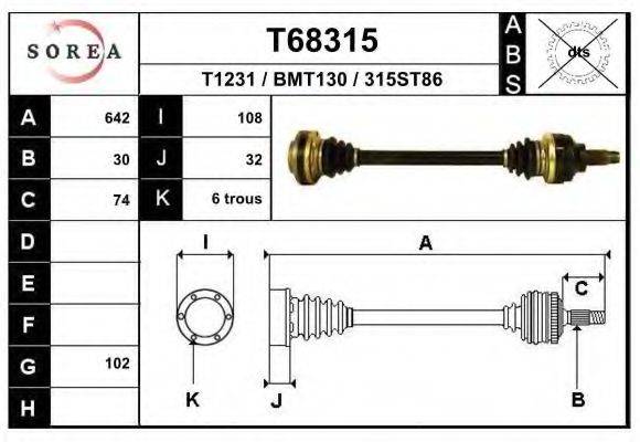 Приводной вал T68315 EAI