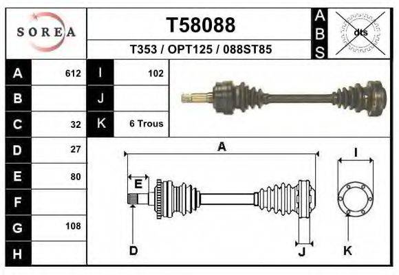 Приводной вал T58088 EAI