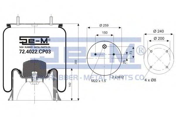 Баллон пневматической рессоры 72.4022.CP03 SEM LASTIK