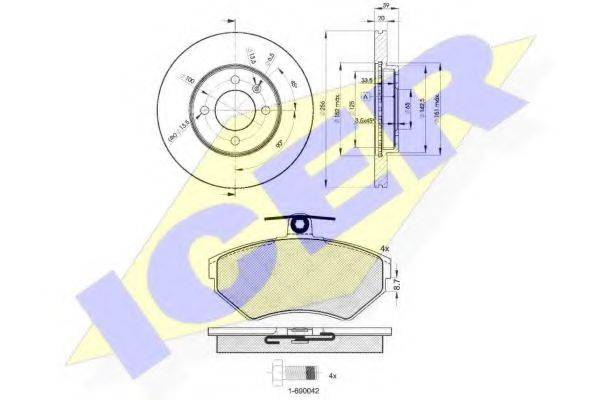 Комплект тормозов, дисковый тормозной механизм 31156-3790 ICER