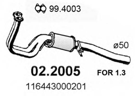 Предглушитель выхлопных газов 02.2005 ASSO