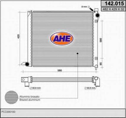 Радиатор, охлаждение двигателя 142.015 AHE